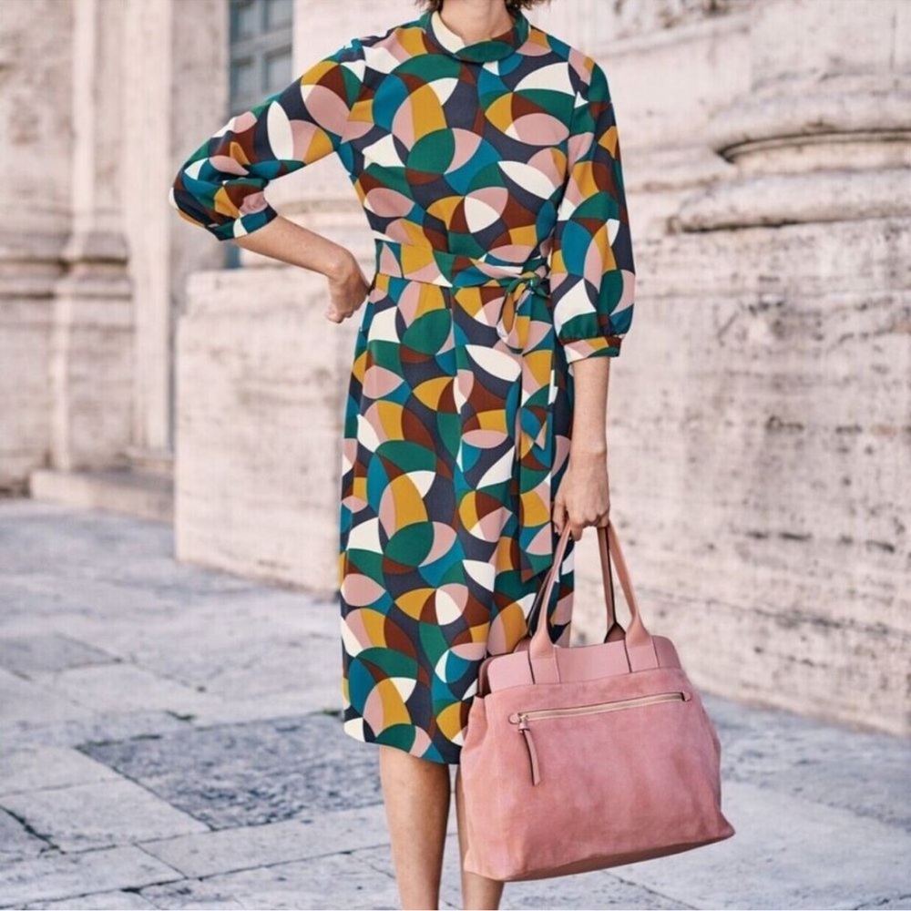 Boden Lottie Geometric Midi Dress Size 2